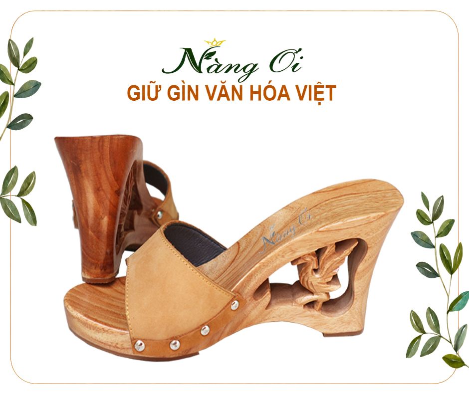 guốc mộc quai da